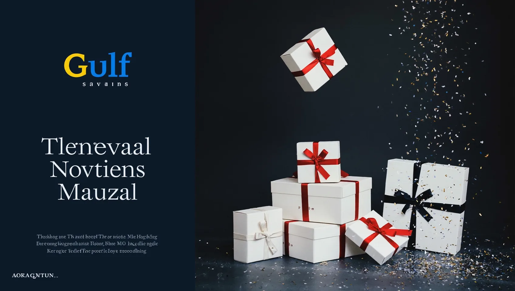 White and gold gift boxes on a dark navy background